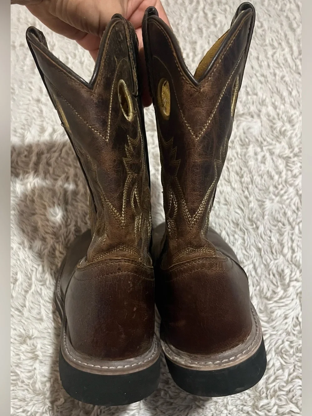 Classic Brown Leather Cowboy Boot for Boys